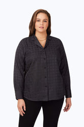 Monica Plus Non-Iron Geo Jacquard Shirt #color_black