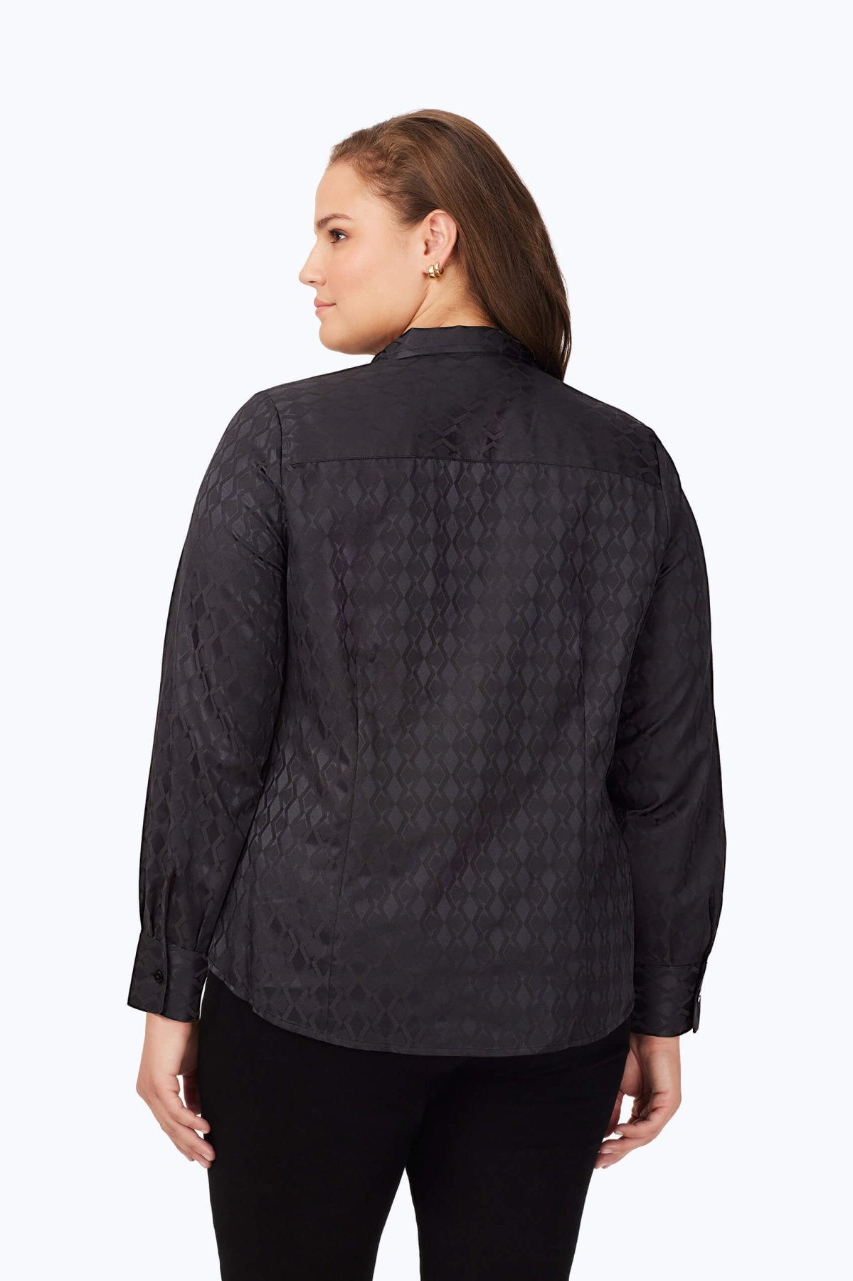 Monica Plus Geo Jacquard Long Sleeve Shirt