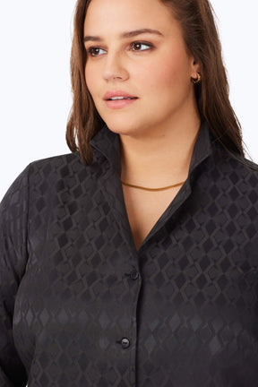 Monica Plus Geo Jacquard Long Sleeve Shirt