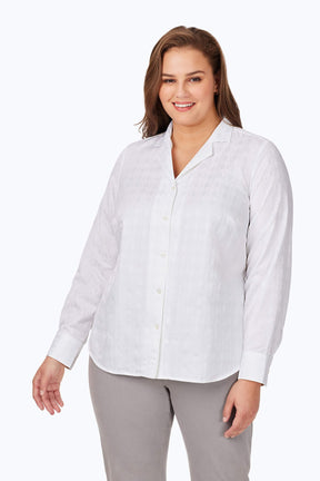 Monica Plus Geo Jacquard Long Sleeve Shirt