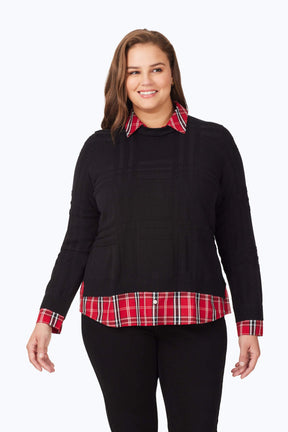 Plus Layered Combo Tartan Sweater