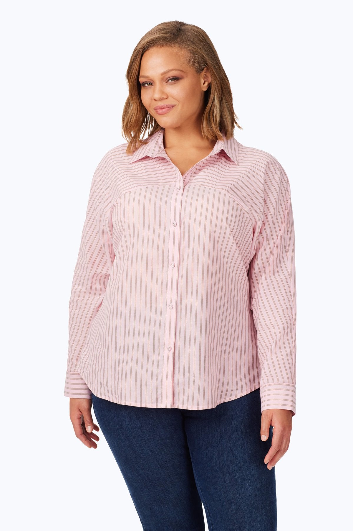 Plus Metallic Glitzy Stripe Shirt