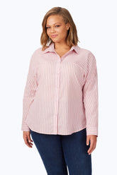 Plus Metallic Glitzy Stripe Shirt #color_pink whisper glitzy stripe