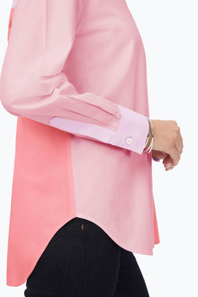 Boyfriend Pinpoint Non-Iron Colorblock Tunic