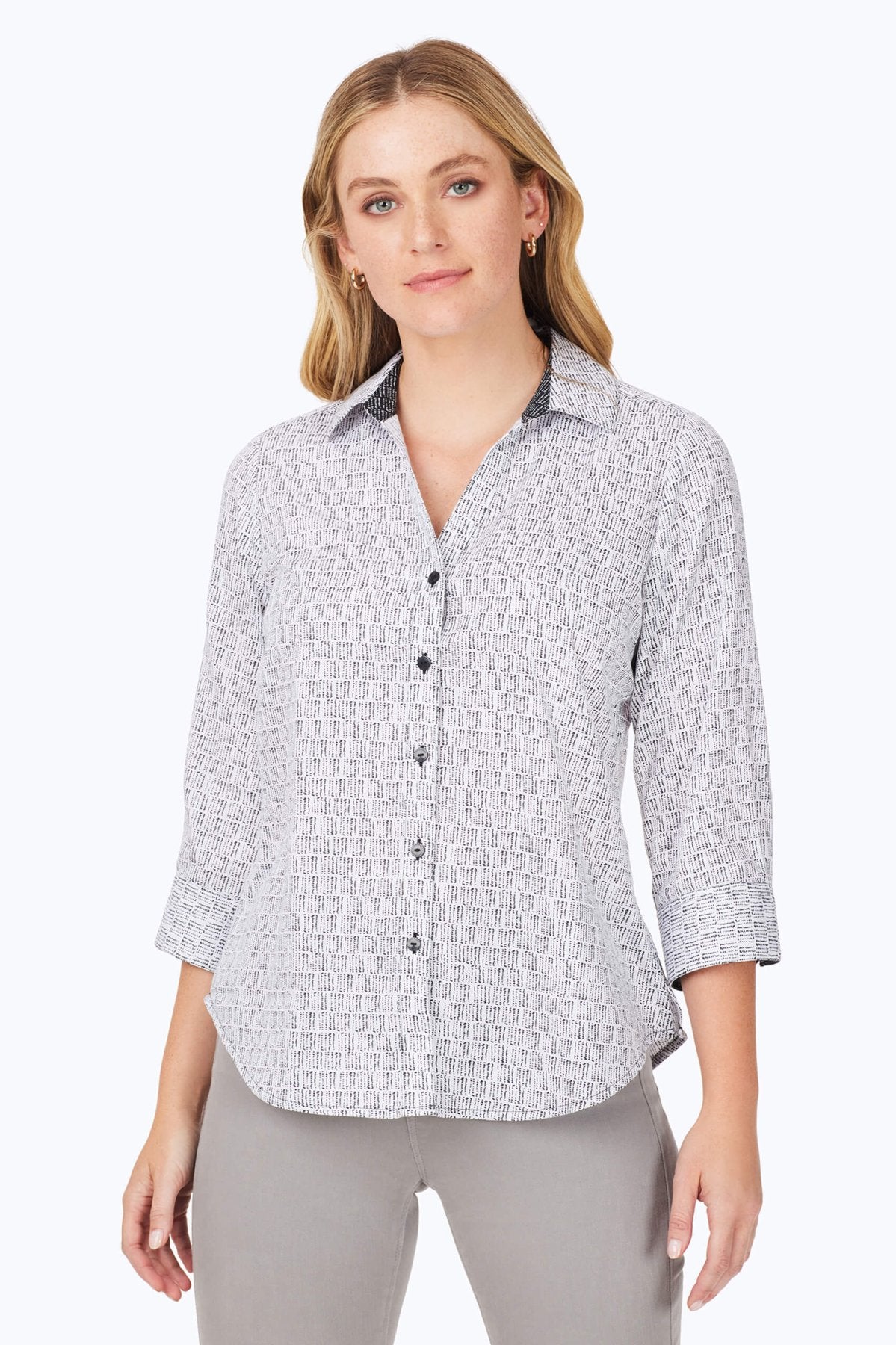 Mary No Iron Block Print Shirt