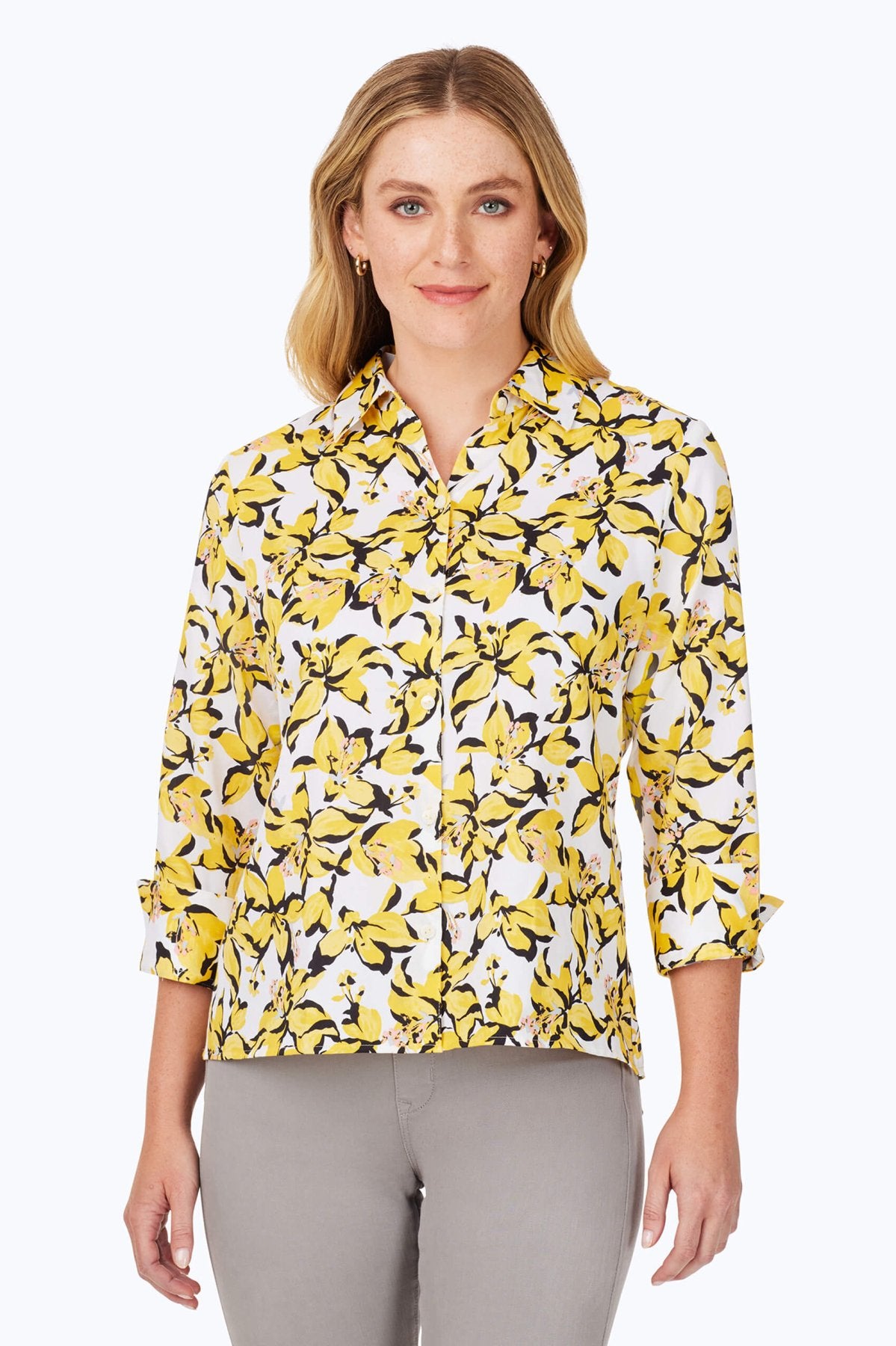 Lucie Non-Iron Hibiscus Bloom Shirt