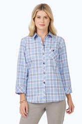 Hampton Non-Iron Blue Plaid Shirt #color_baltic blue plaid