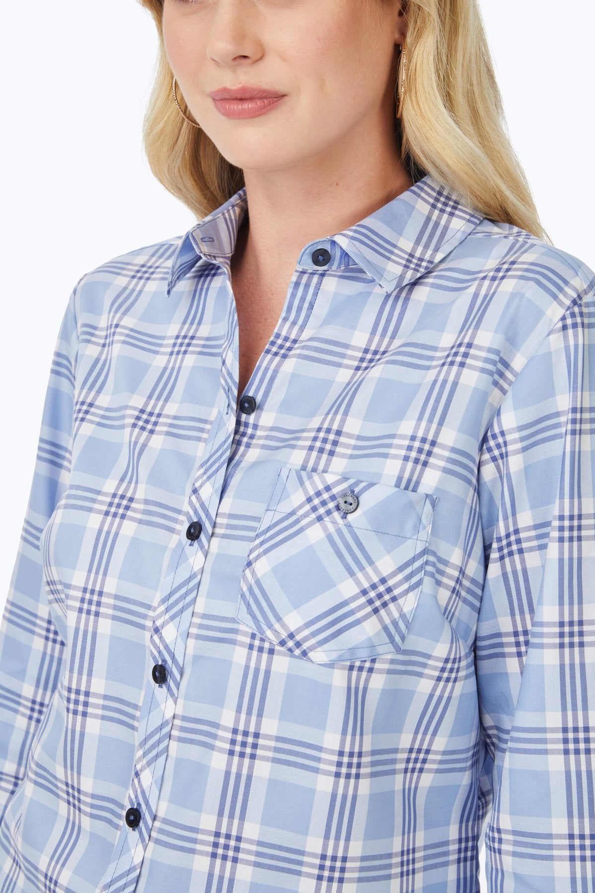 Hampton No Iron Blue Plaid Shirt