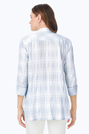 Germaine Puckered Spring Plaid Tunic