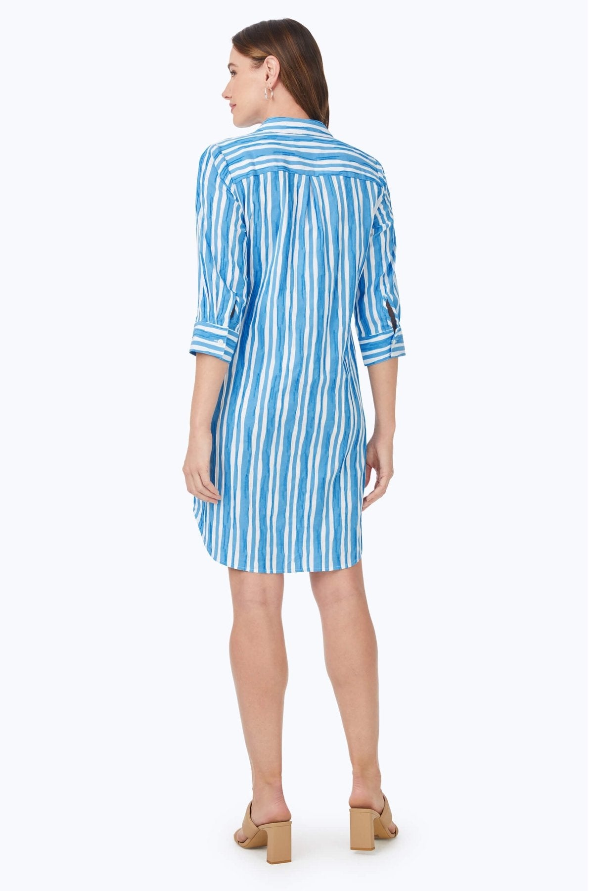 Sloane Beach Stripe Crinkle Dress #color_blue breeze beach stripe