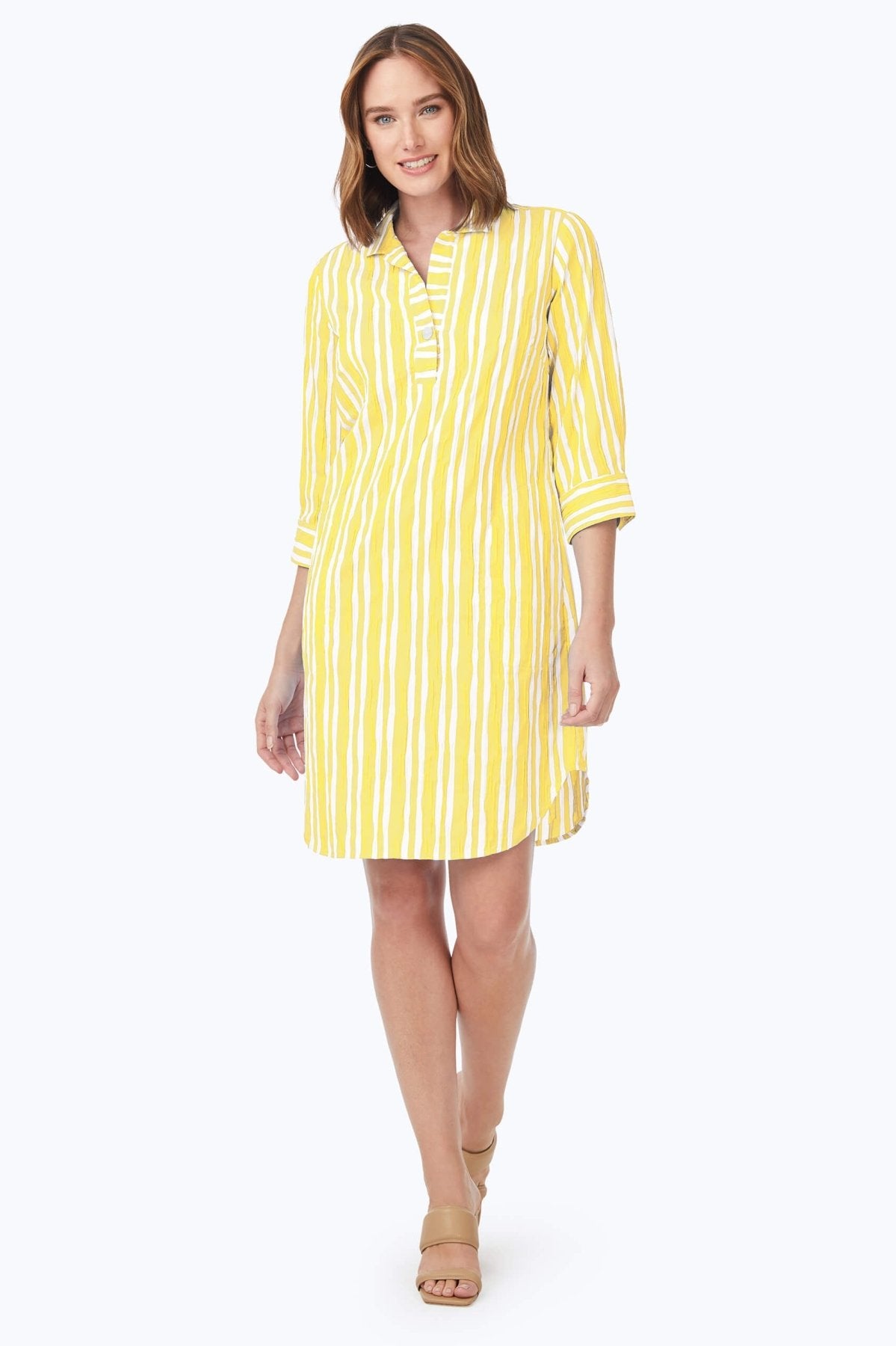 Sloane Beach Stripe Crinkle Dress #color_warm sun beach stripe