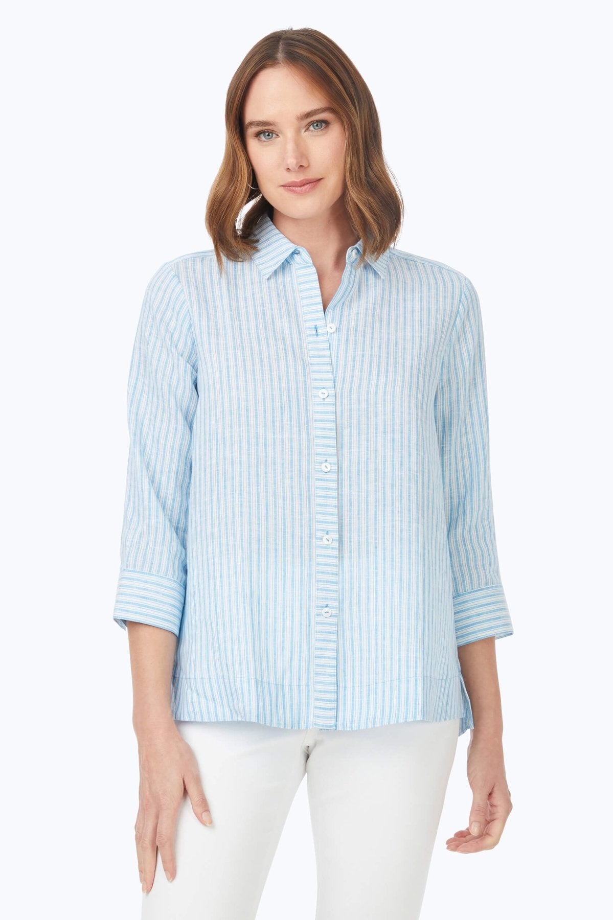 Harley Summer Stripe Linen 3/4 Sleeve Shirt