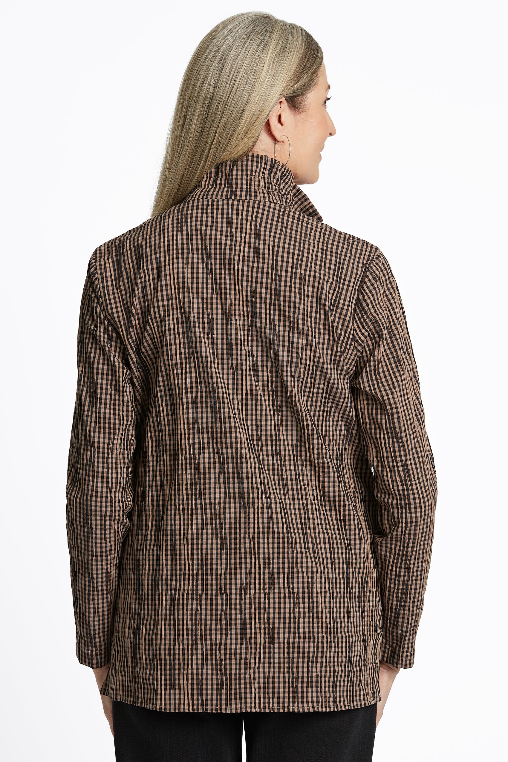 Carolina Mini Gingham Crinkle Shirt Jacket