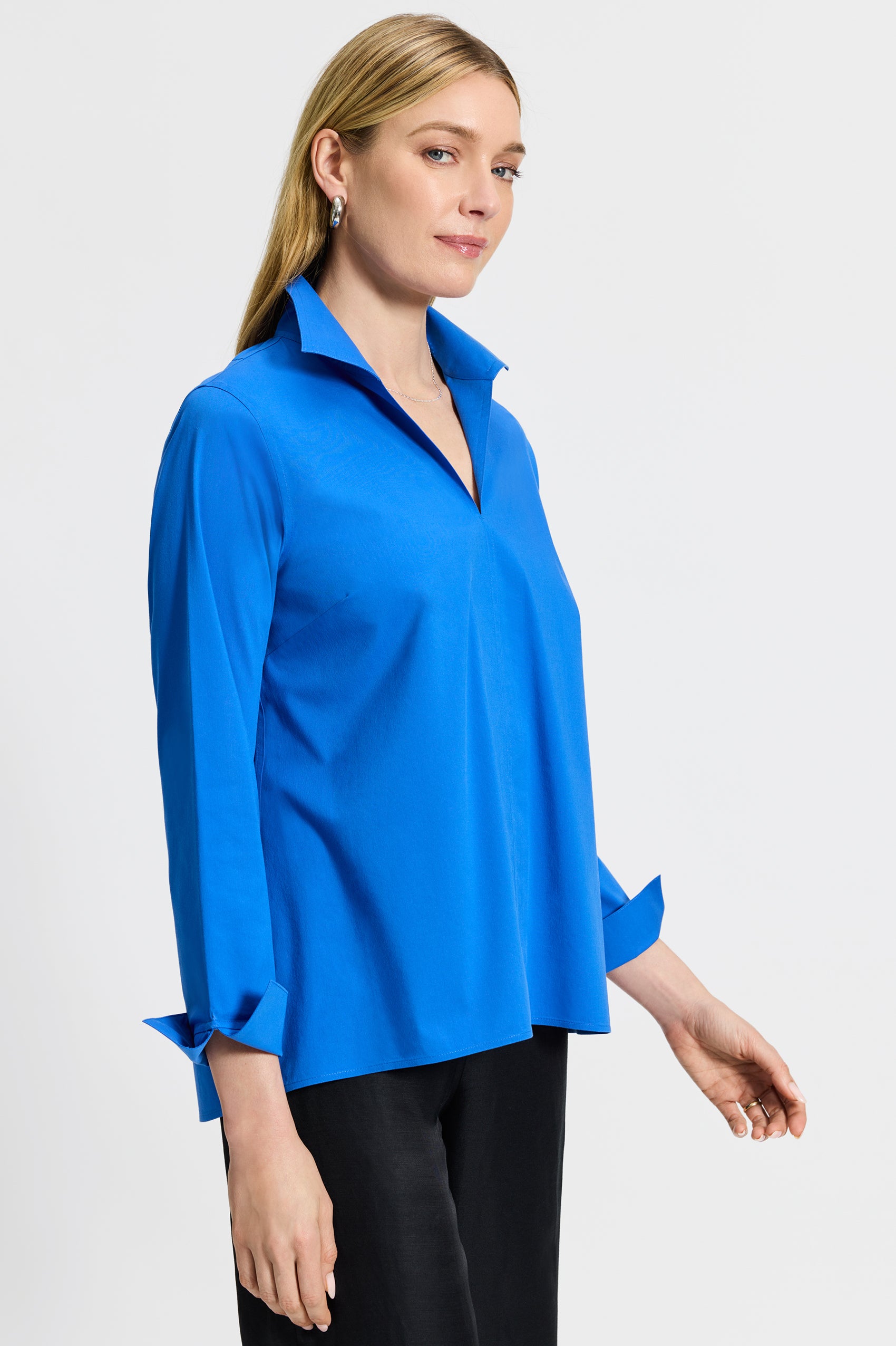 Agnes No Iron Stretch Long Sleeve Popover Shirt