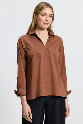 Agnes No Iron Stretch Long Sleeve Popover Shirt