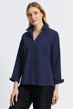 Agnes No Iron Stretch Long Sleeve Popover Shirt