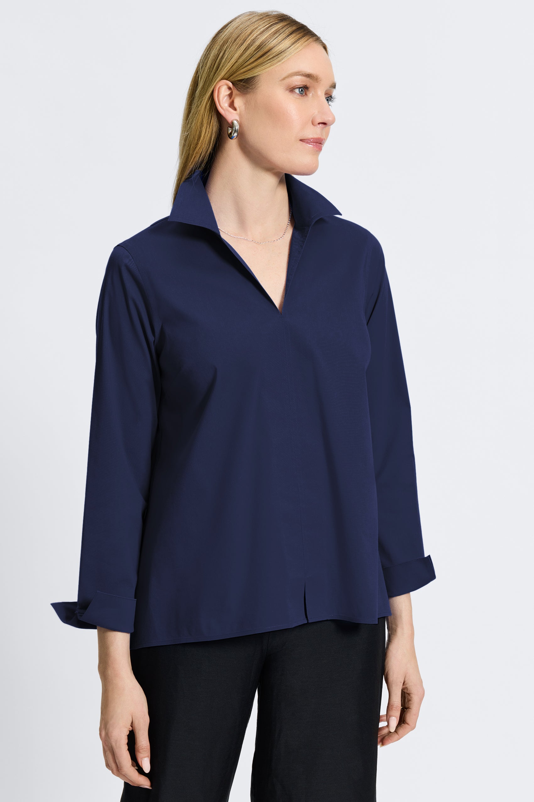 Agnes No Iron Stretch Long Sleeve Popover Shirt