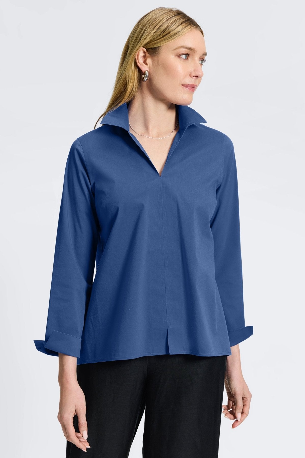 Agnes No Iron Stretch Long Sleeve Popover Shirt