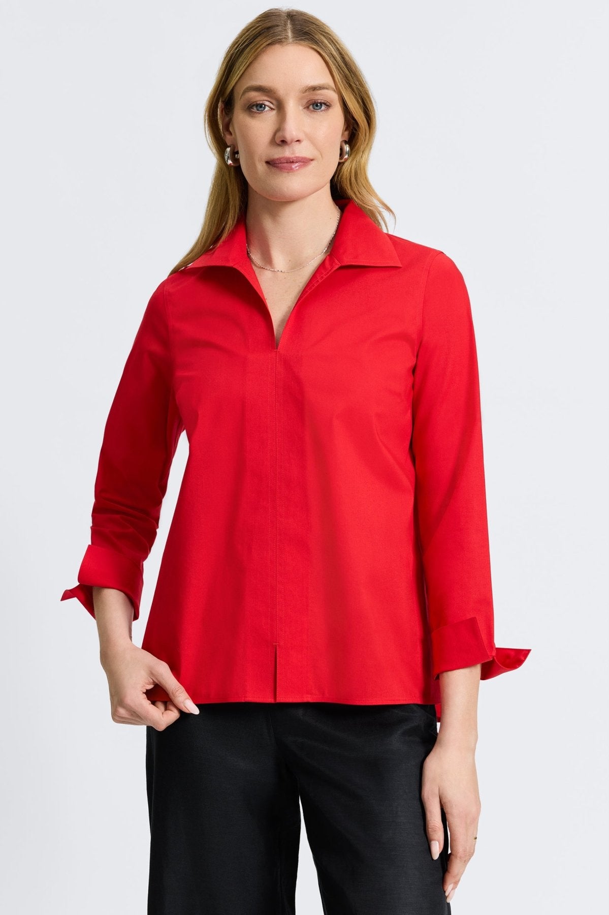 Agnes No Iron Stretch Long Sleeve Popover Shirt