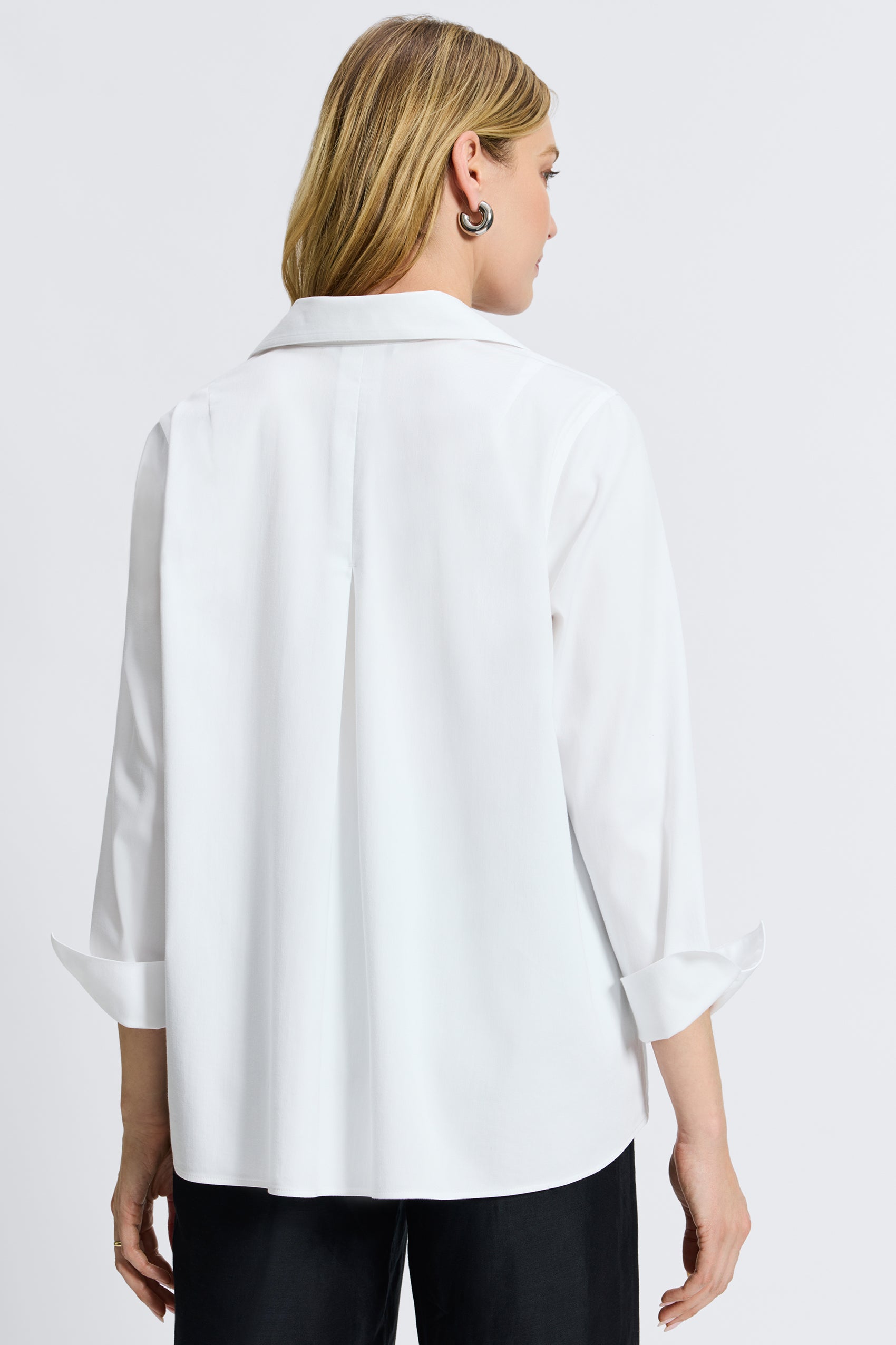 Agnes No Iron Stretch Long Sleeve Popover Shirt