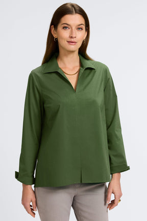 Agnes No Iron Stretch Long Sleeve Popover Shirt