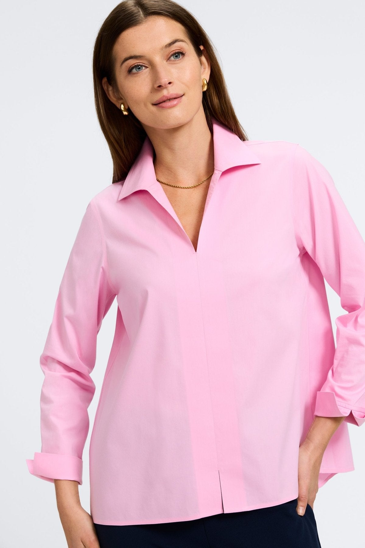 Agnes Stretch No Iron Popover Long Sleeve Shirt