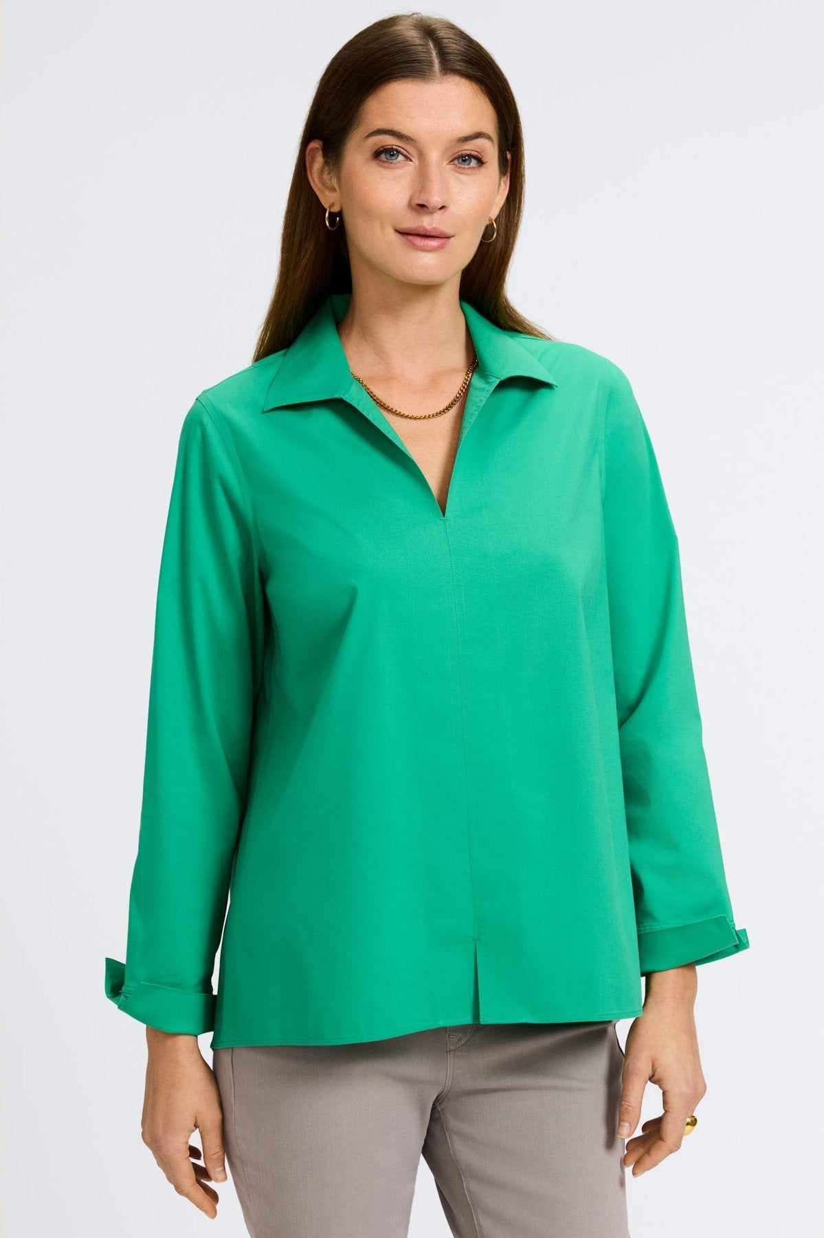 Agnes Stretch No Iron Popover Long Sleeve Shirt