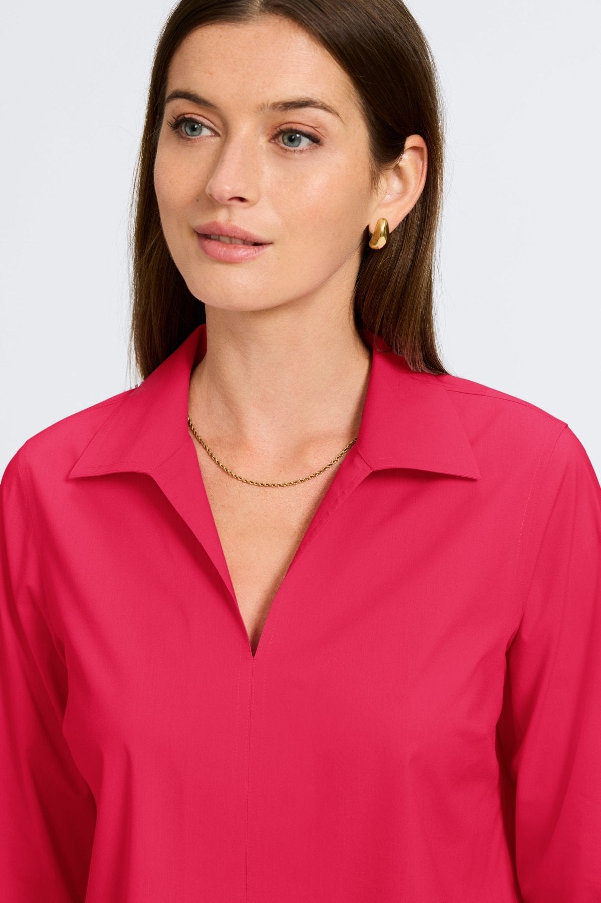 Agnes No Iron Stretch Long Sleeve Popover Shirt