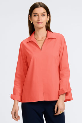 Agnes No Iron Stretch Long Sleeve Popover Shirt