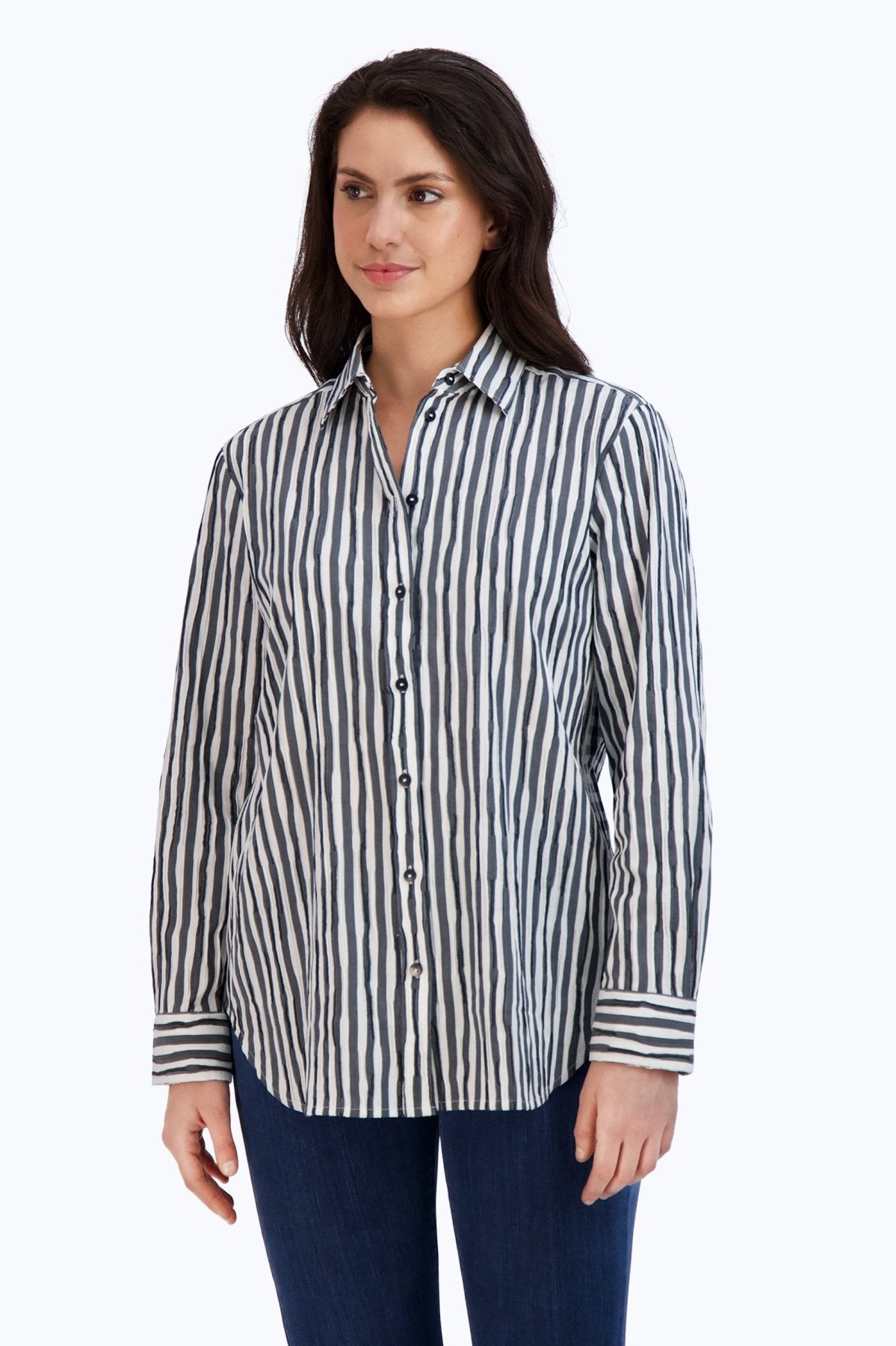 Boyfriend Crinkle Stripe Combo Tunic