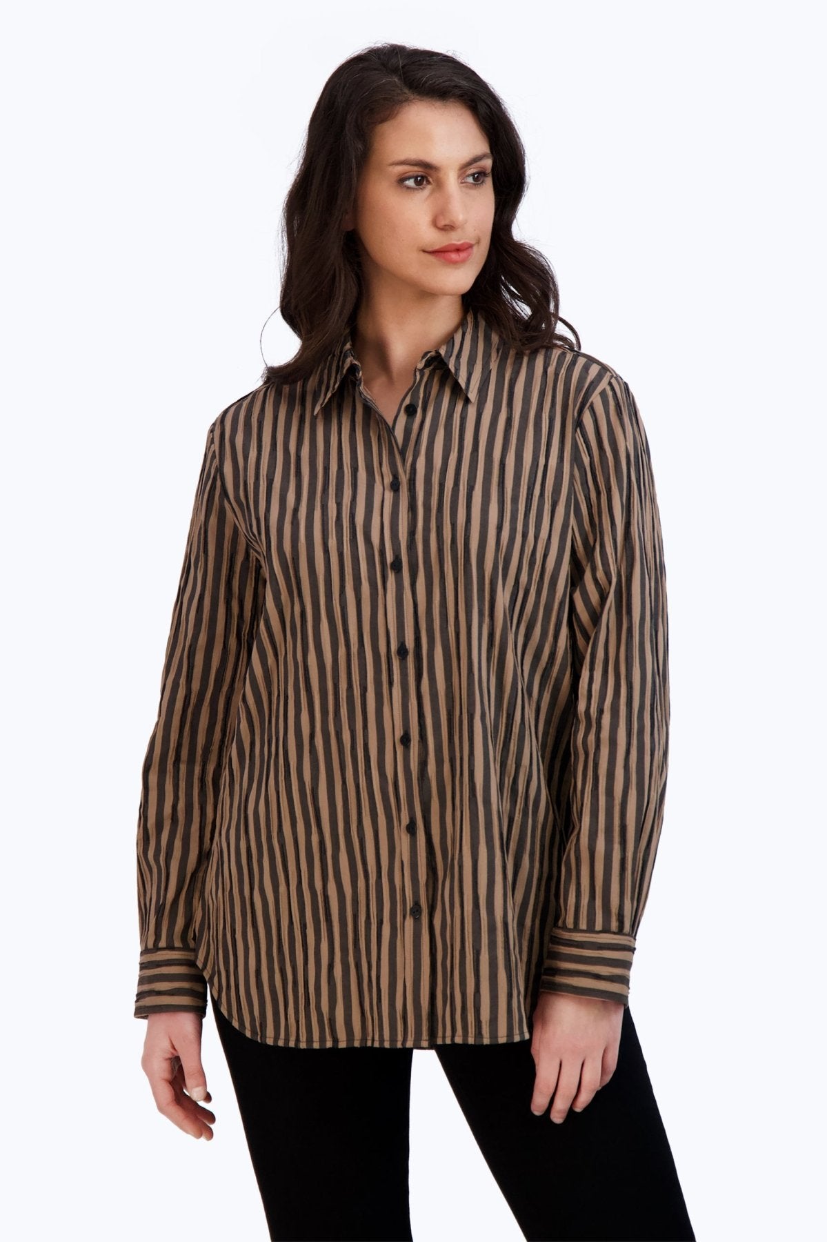 Boyfriend Crinkle Stripe Combo Tunic