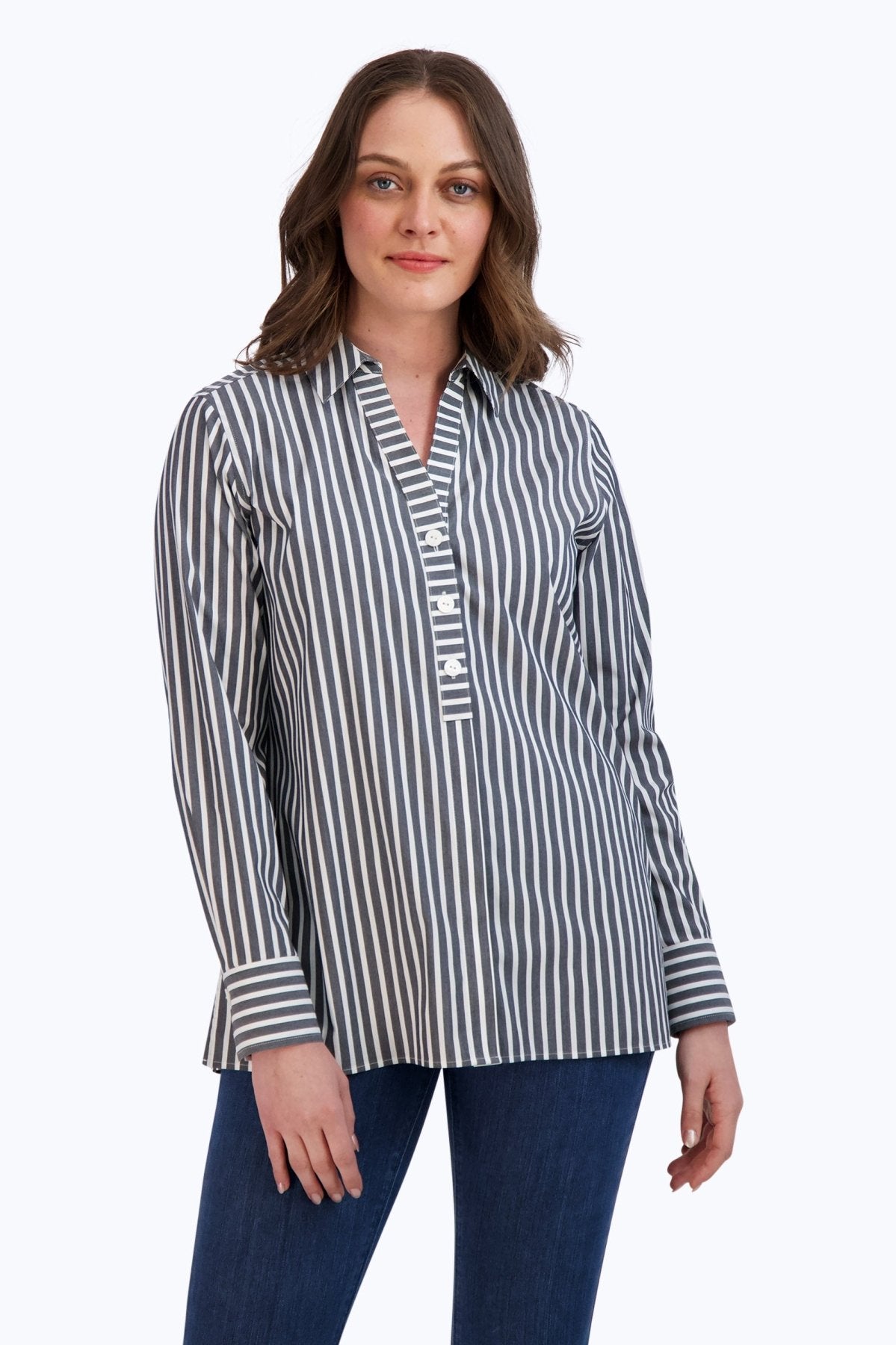 Pamela Stretch No Iron Stripe Shirt