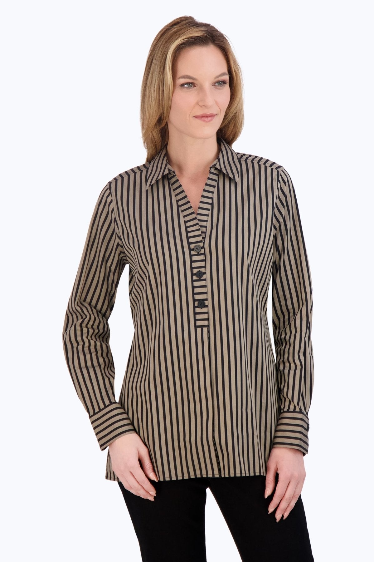 Pamela Stretch No Iron Stripe Shirt