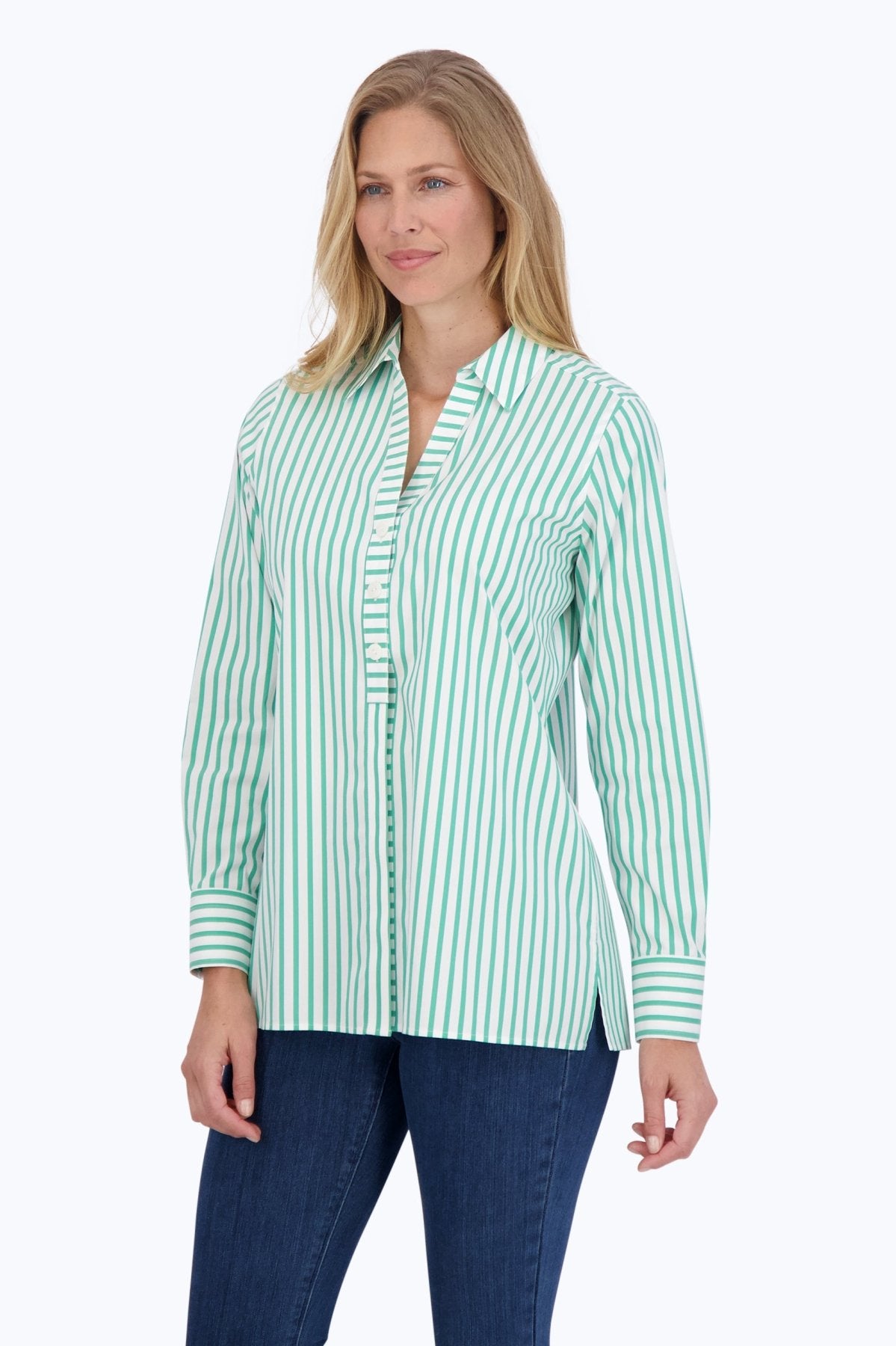 Pamela Stretch No Iron Stripe Shirt