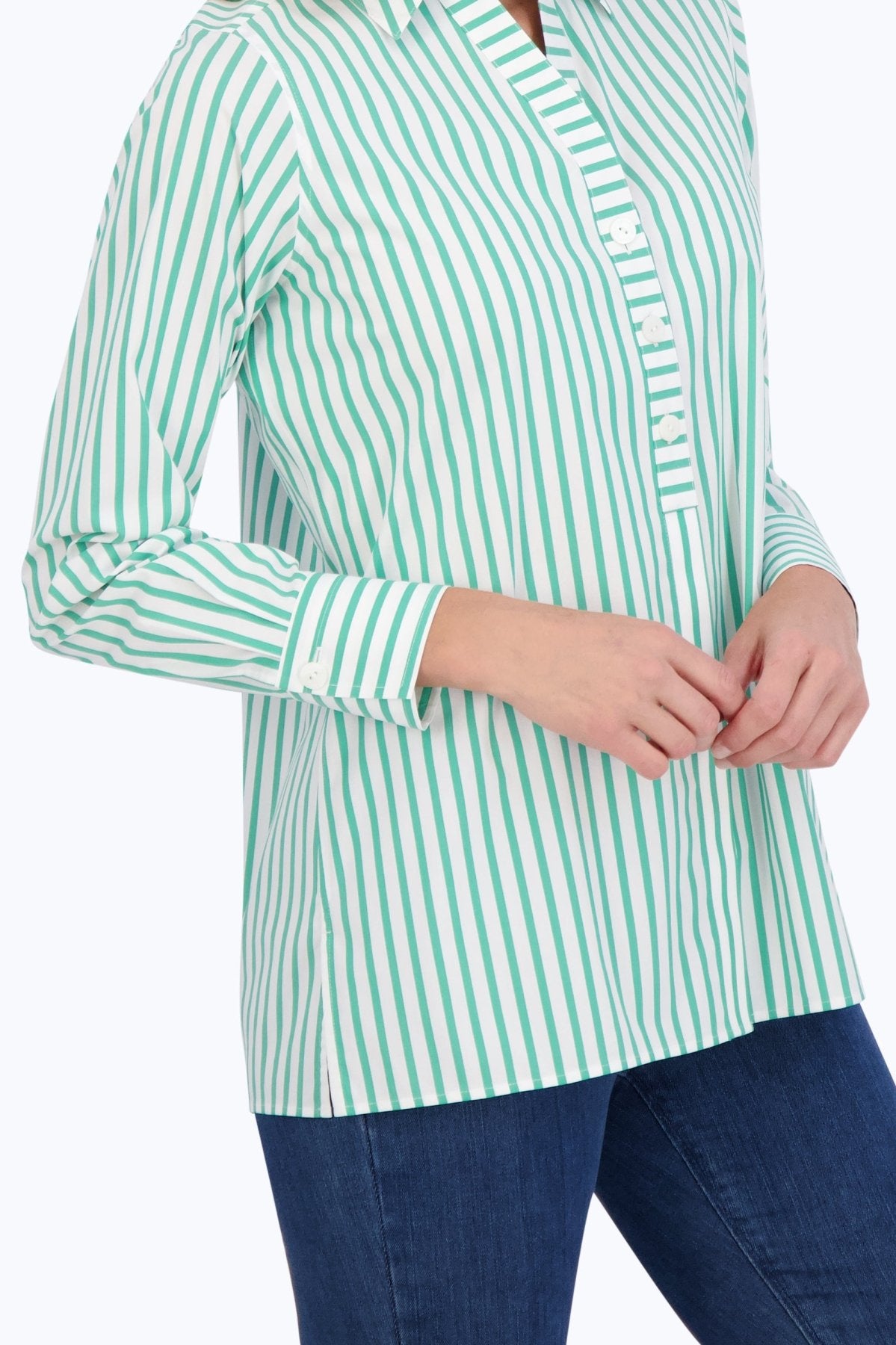 Pamela Stretch No Iron Stripe Shirt