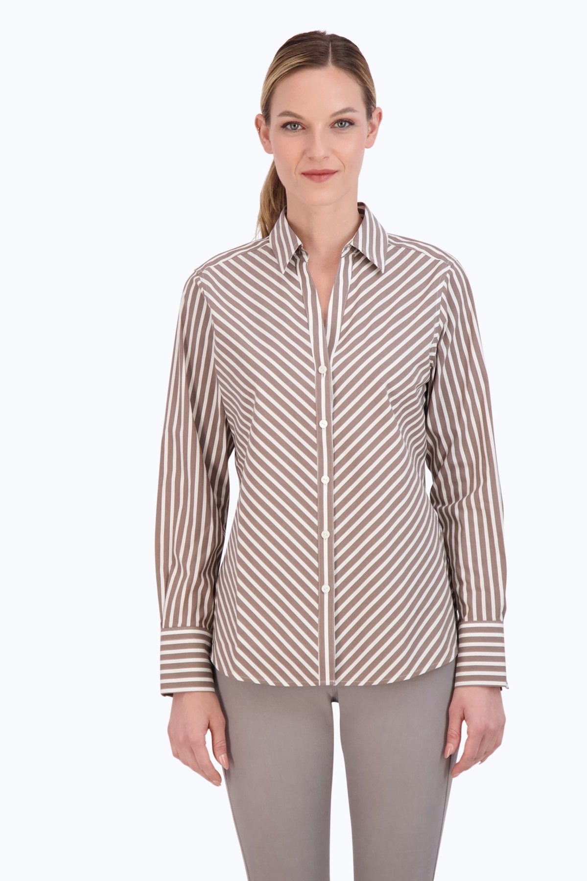 Mary Stretch No Iron Stripe Shirt