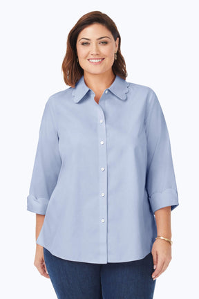 Gwen Plus Pinpoint Non-Iron Scallop Shirt