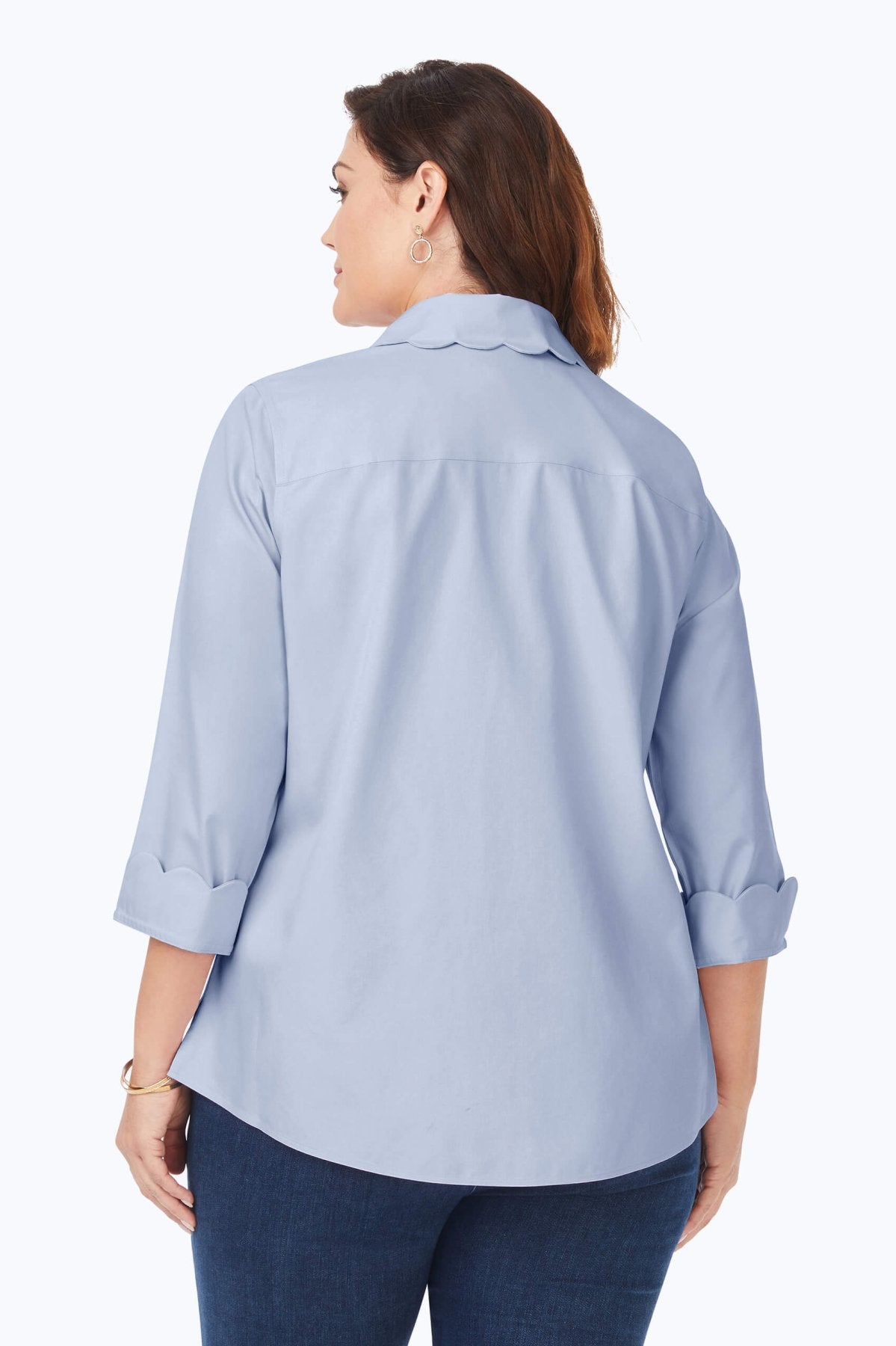 Gwen Plus Pinpoint Non-Iron Scallop Shirt