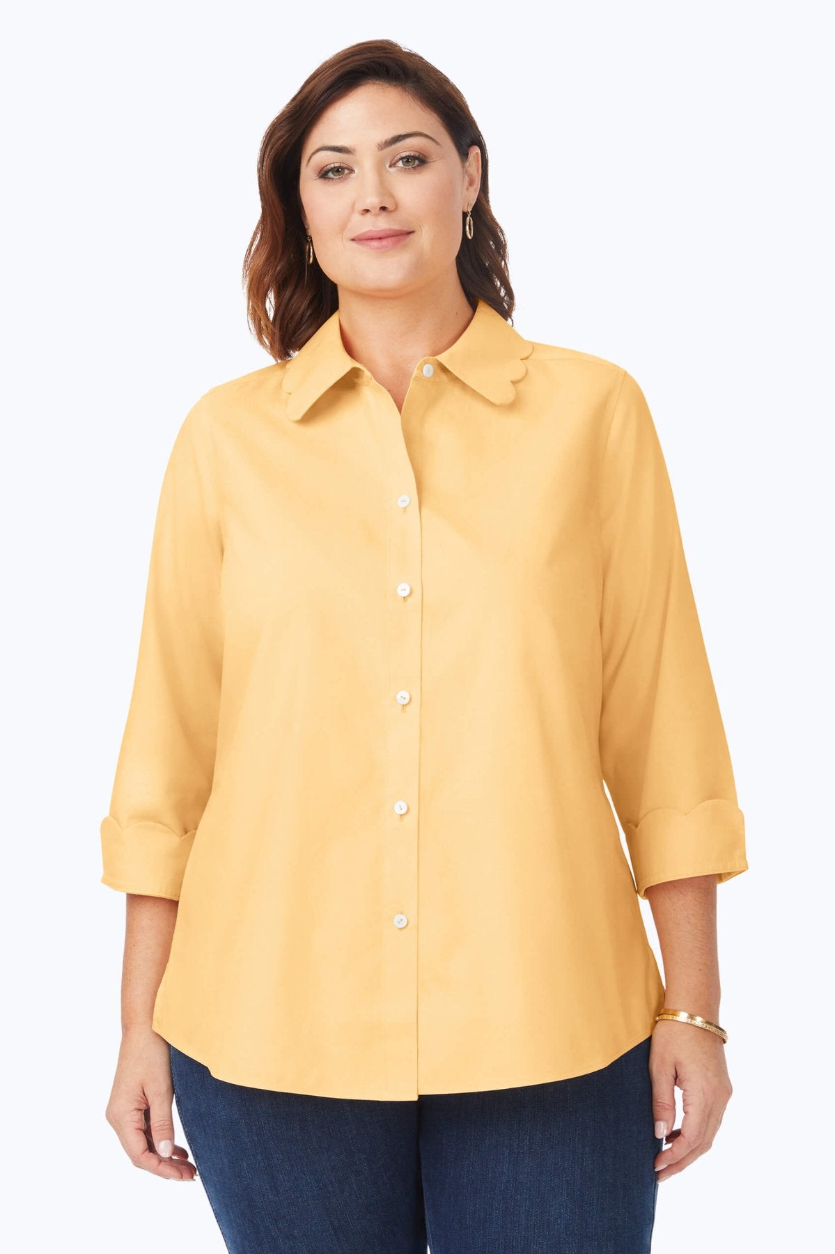 Gwen Plus Pinpoint Non-Iron Scallop Shirt