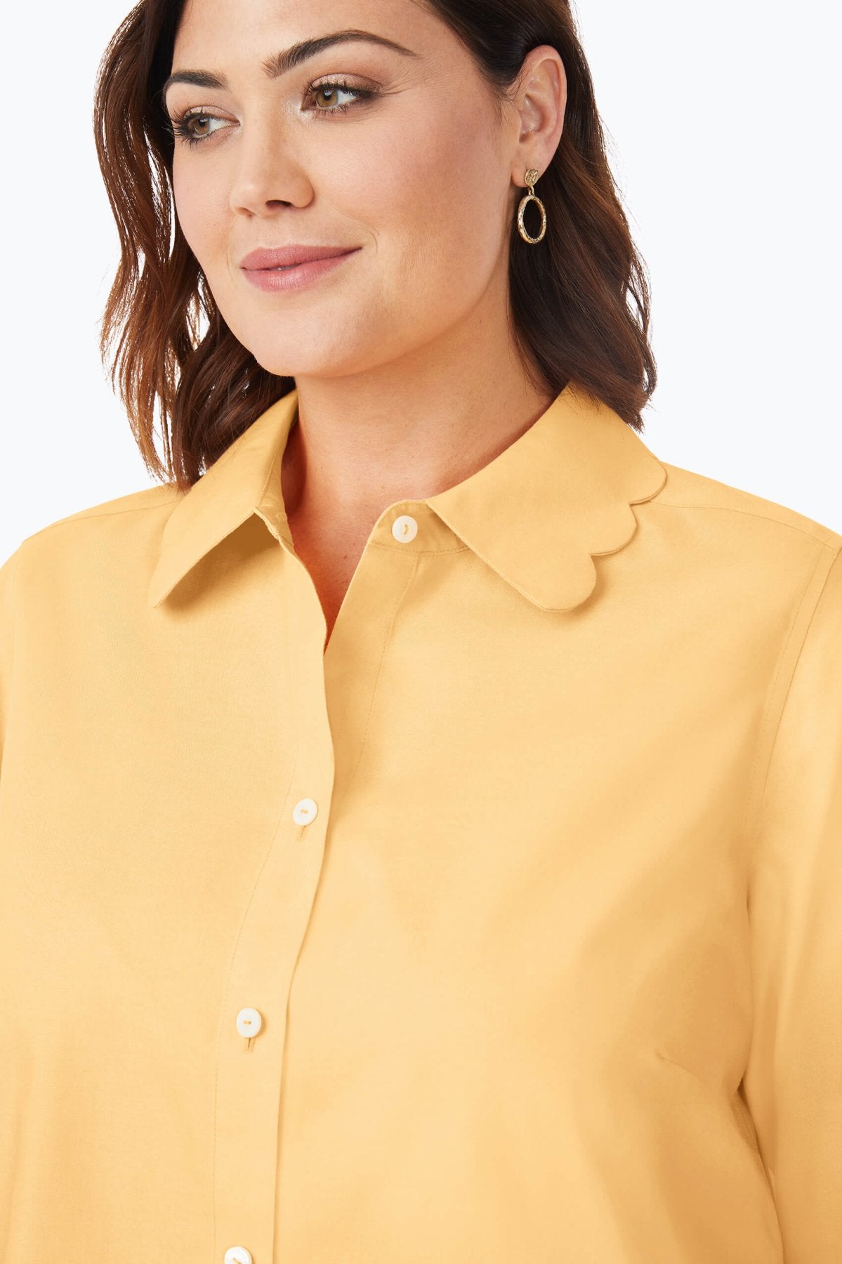 Gwen Plus Pinpoint Non-Iron Scallop Shirt