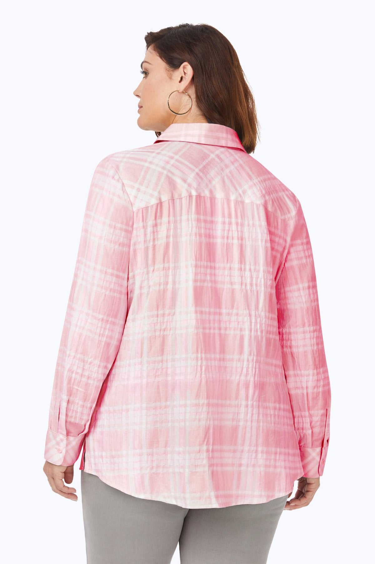 Rhea Plus Puckered Spring Plaid Shirt