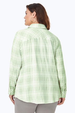 Rhea Plus Puckered Spring Plaid Shirt