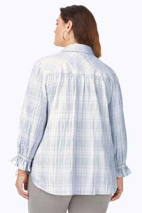 Caspian Plus Puckered Spring Plaid Shirt