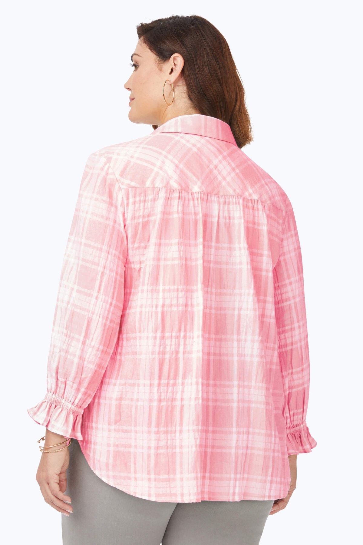 Caspian Plus Puckered Spring Plaid Shirt