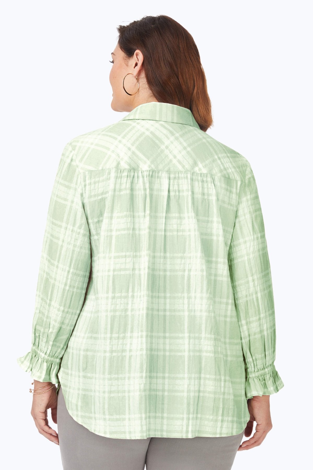 Caspian Plus Puckered Spring Plaid Shirt