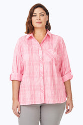 Cole Plus Beach Plaid Crinkle Shirt #color_pink champagne beach plaid