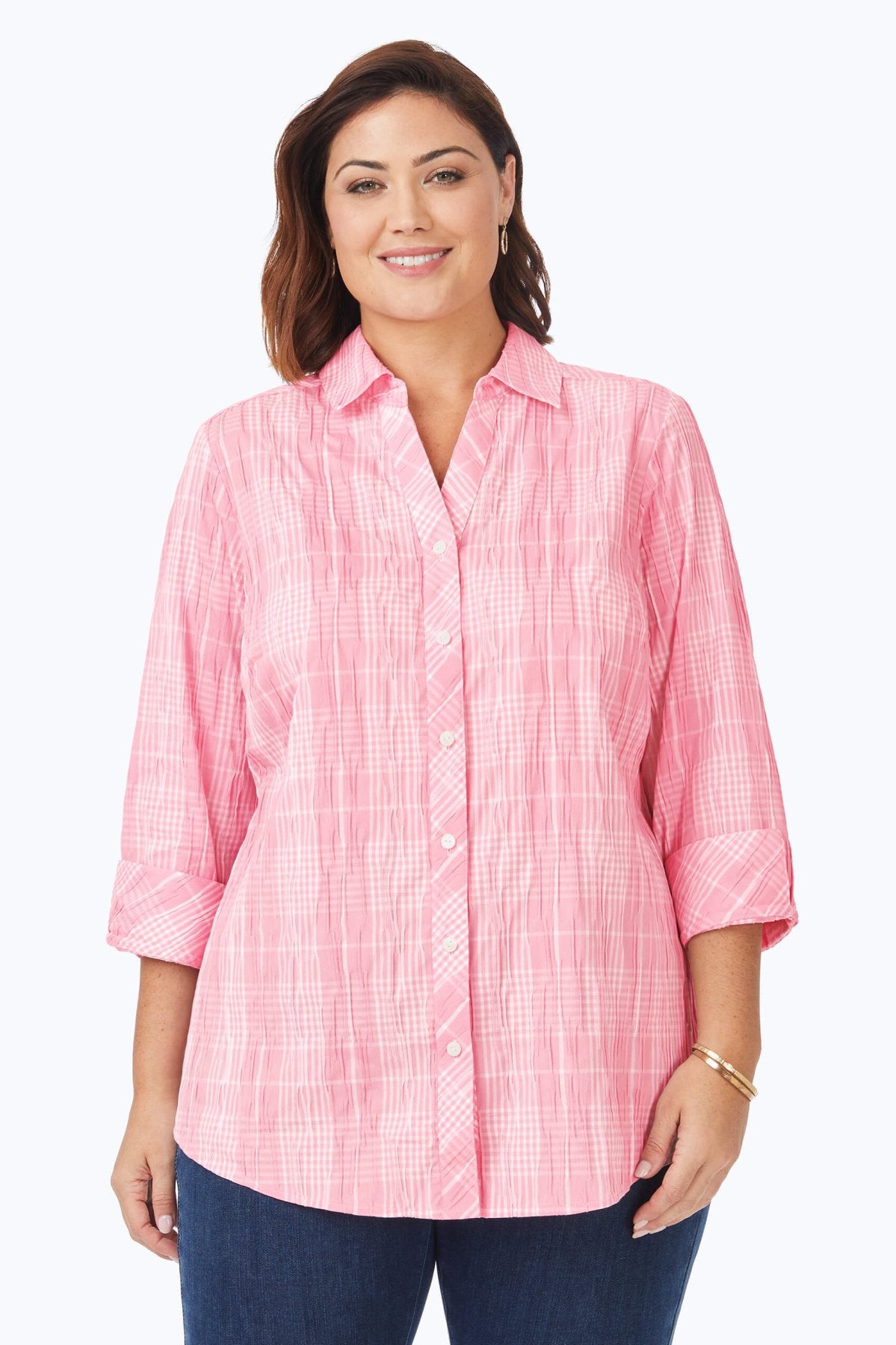 Faith Plus Beach Plaid Crinkle Tunic