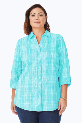 Faith Plus Beach Plaid Crinkle Tunic