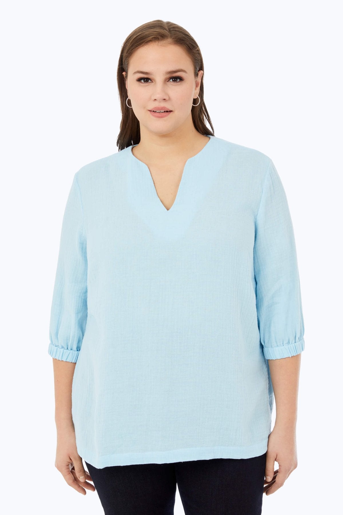 Evie Plus Cotton Gauze Shirt Foxcroft