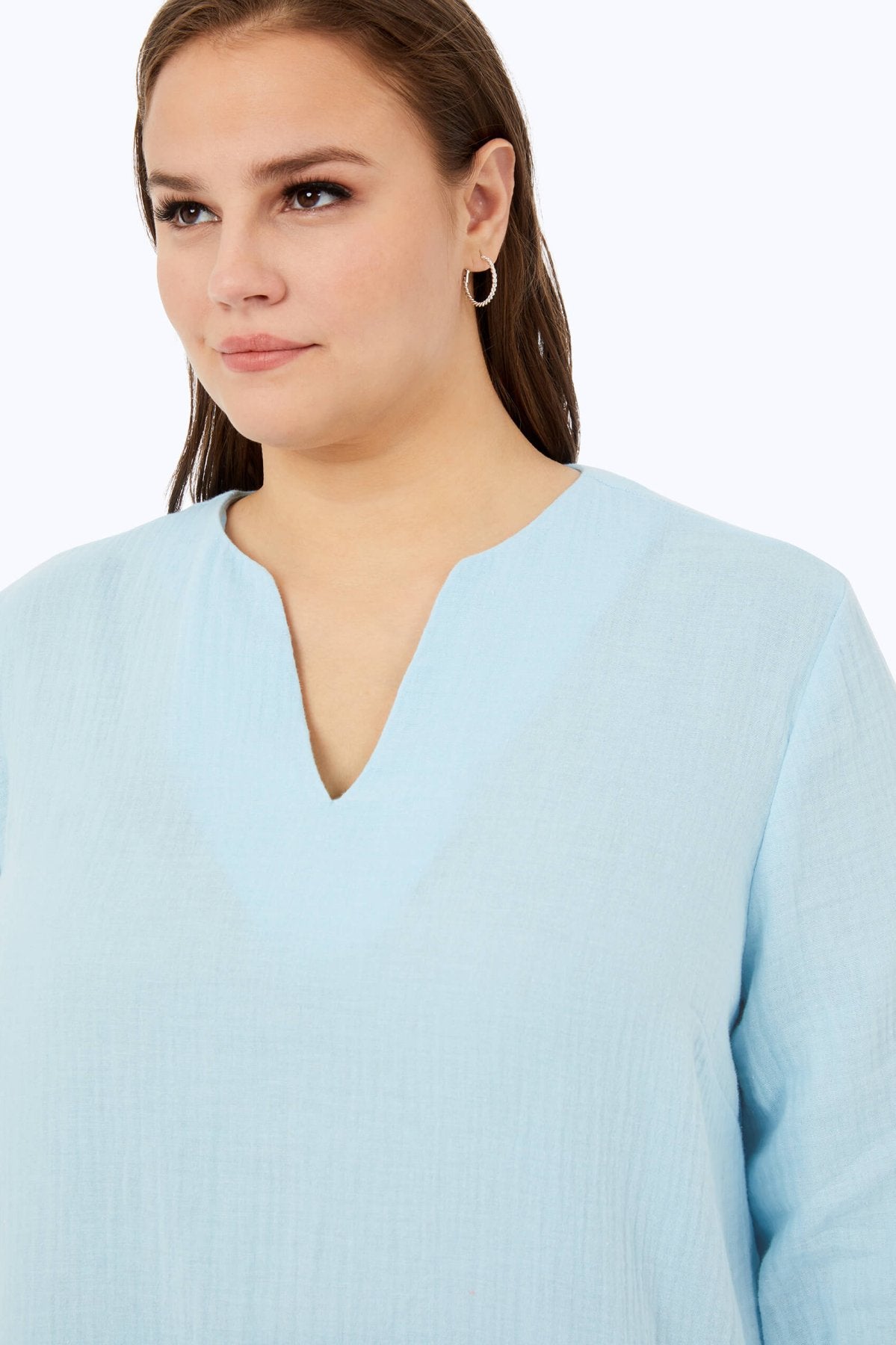 Evie Plus Cotton Gauze 3/4 Sleeve Shirt